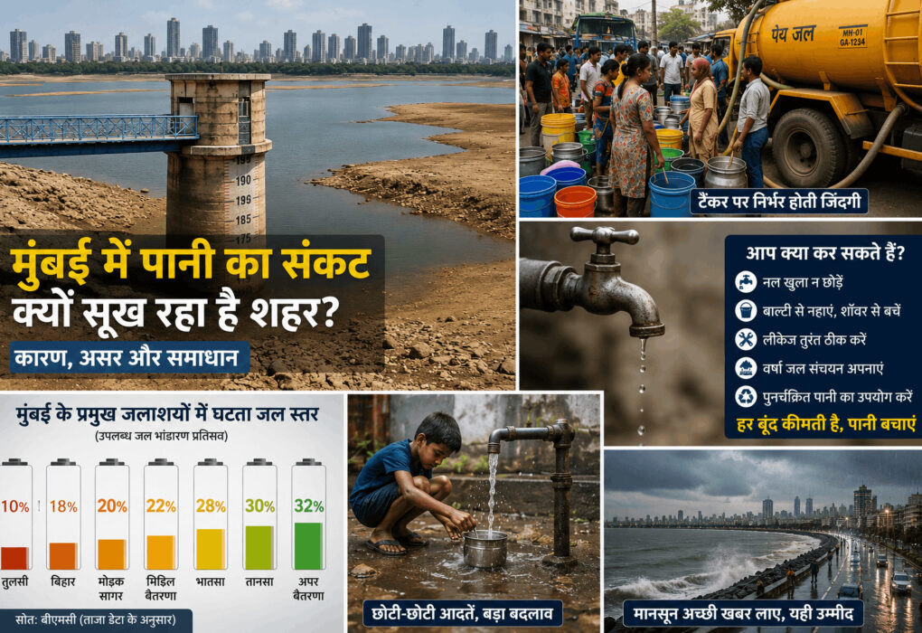 मुंबई जल संकट के बीच घटता जलाशय स्तर और पानी की बढ़ती कमी